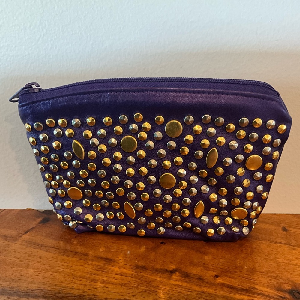 A Rare Studs 90’s Jenny Tee Leather Purple Small Zip Bag Pouch Super Sweet!